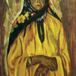 A woman in a black shawl. Sketch for the painting 'Mother'. 1968. Soviet artist Vladimir Boborykin